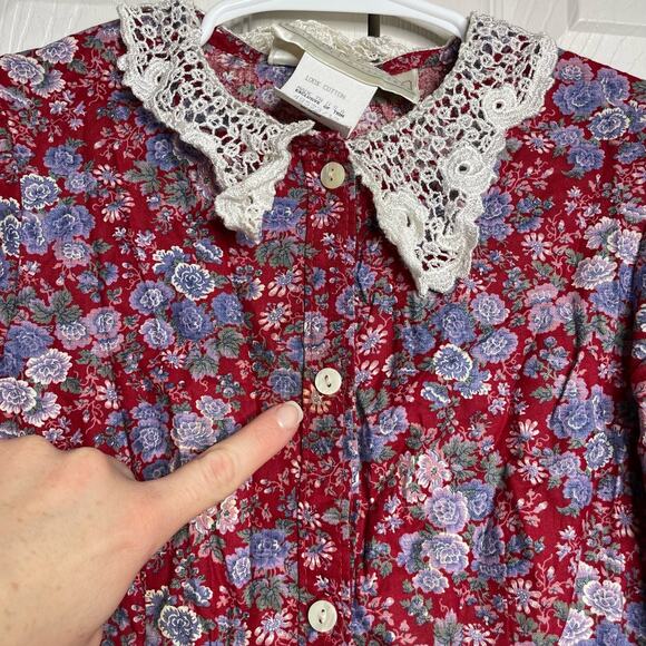 Gunne Sax by Jessica McClintock Girl's Victorian Prairie Dress Red Floral Size 7 - Picture 10 of 12